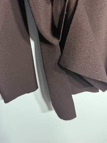 Eileen Fisher 100% Wool Open Front Cardigan Size Small Dark Brow - photo 4