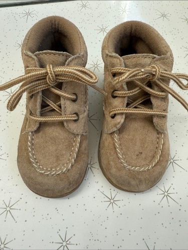 Vintage 1997 Disney Mickey Mouse Tan Suede Baby Shoes Boots - photo 4