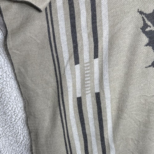 Roots Fringe Shawl Wrap One Size Leaf Detail Neutral Striped - photo 5