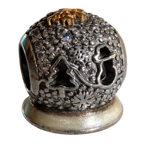 Pandora Wonderland Snow Globe Charm Silver 14K Gold Limited Edit