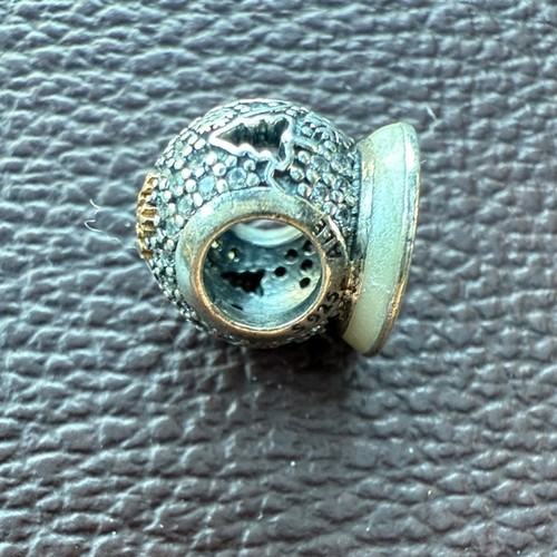 Pandora Wonderland Snow Globe Charm Silver 14K Gold Limited Edit - photo 3