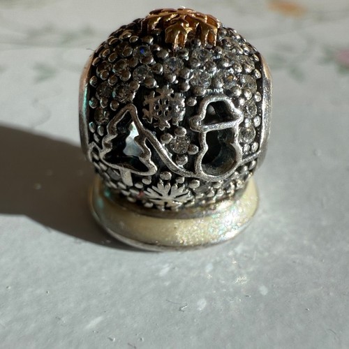 Pandora Wonderland Snow Globe Charm Silver 14K Gold Limited Edit - photo 5