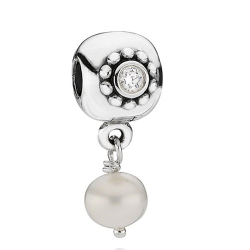 Pandora Pearl Of Wisdom CZ Retired Charm Clip Dangle 925 ALE