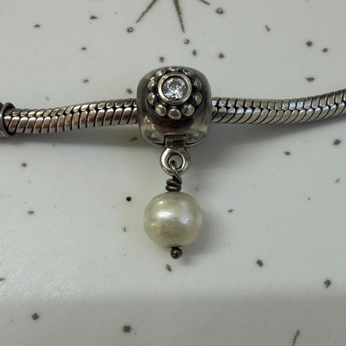 Pandora Pearl Of Wisdom CZ Retired Charm Clip Dangle 925 ALE - photo 2