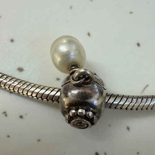 Pandora Pearl Of Wisdom CZ Retired Charm Clip Dangle 925 ALE - photo 3