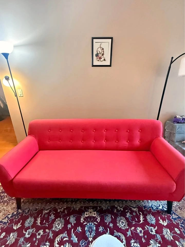 Red Mid-Century Style Sofa / Couch