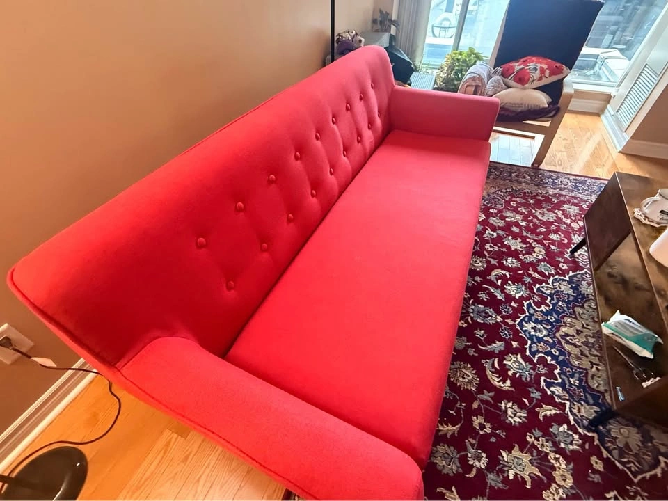 Red Mid-Century Style Sofa / Couch - photo 5