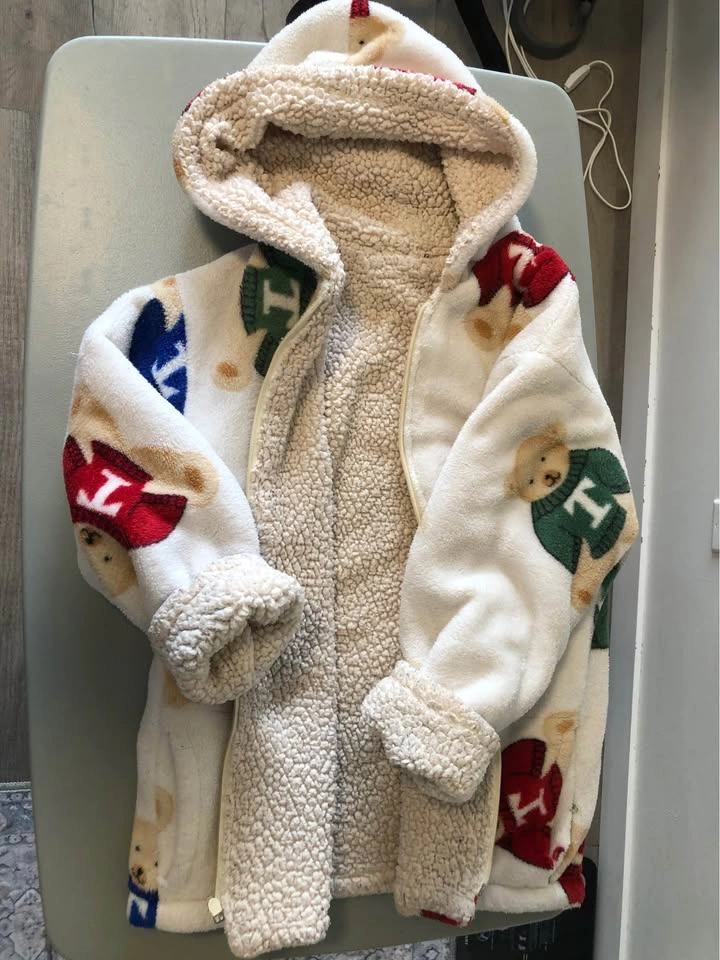 Teddy Bear Sherpa Lined Fleece Hoodie girls size 12-14 - photo 4