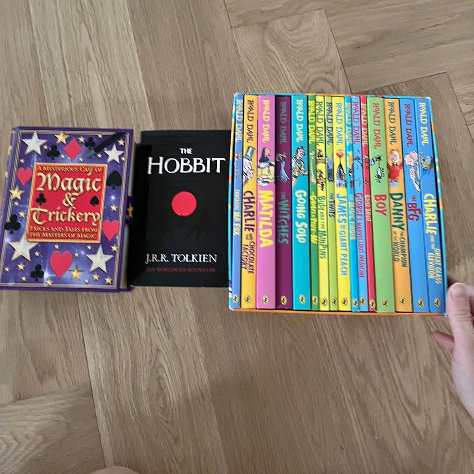 Roald Dahl 16 Book Box Set, The Hobbit, and Magic Trick Set