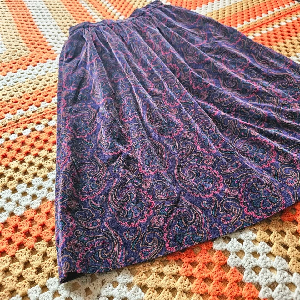 Vintage Velvet Paisley Midi Skirt Bryn Connelly 80s 90s - photo 3