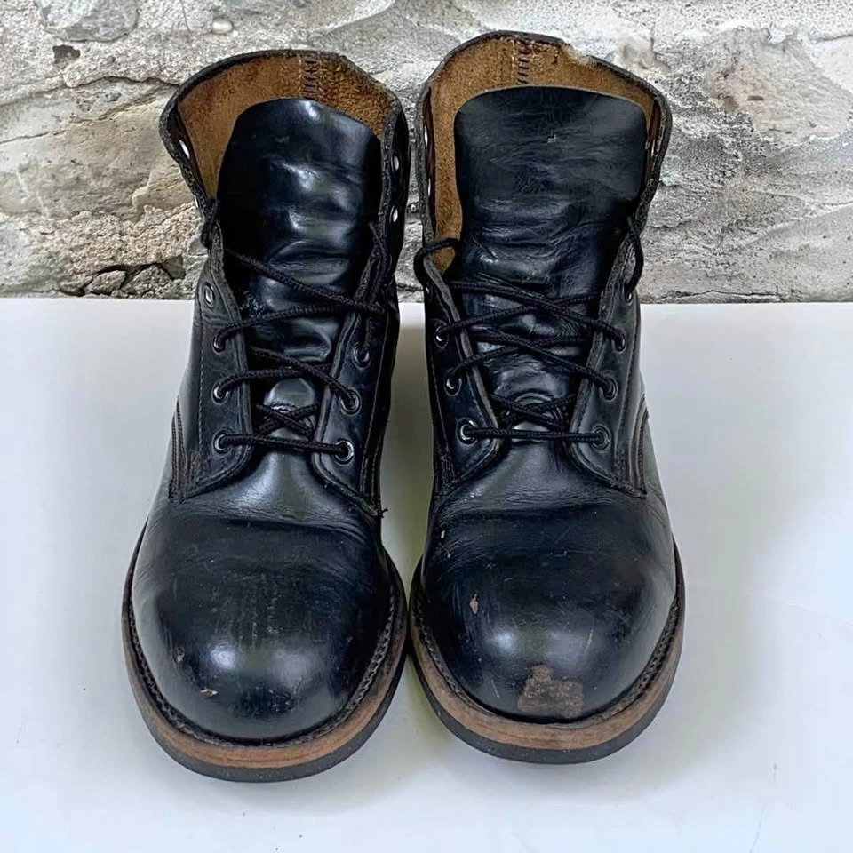 Vintage Canadian Military Parade Work Boots Black Leather - Men'