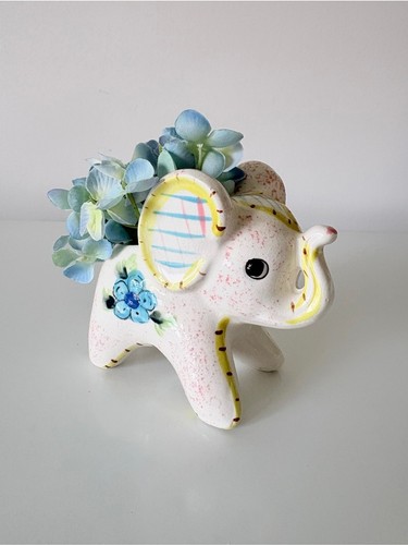 Vintage Small Elephant Planter Vase Ceramic Mid Century