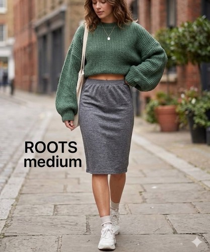 ROOTS Gray Knee-length Knit Skirt Medium
