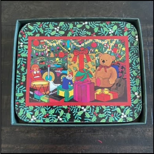 Set of 4 Christmas Holly Bear Cork Back Coasters - photo 2