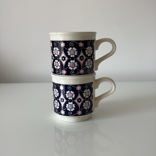 2 Vintage Biltons Stoneware Mugs with a Floral Pattern