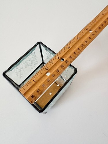 Etched Beveled Glass Candle Holder Mirrored Bottom - photo 5