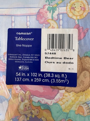 Vintage Amscan Table Cover New Old Stock Bedtime Bear - photo 3