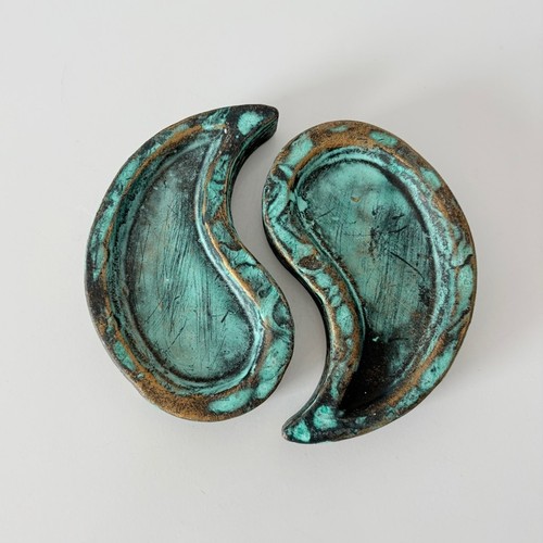 Ceramic Yin Yang Trinket Dishes Decor Teal and Bronze - photo 2