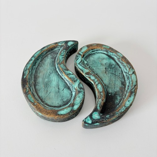 Ceramic Yin Yang Trinket Dishes Decor Teal and Bronze - photo 3