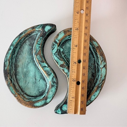 Ceramic Yin Yang Trinket Dishes Decor Teal and Bronze - photo 5