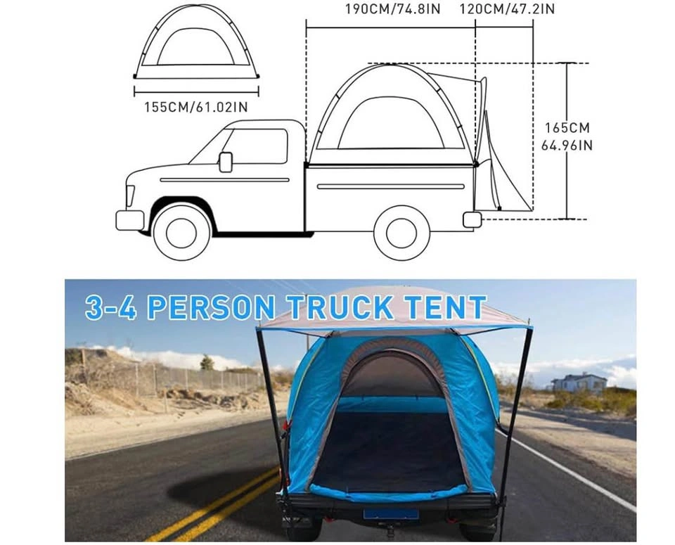 Truck Tent, Pickup Truck Tent with Awning for 5.5-6.7ft Bed - photo 5