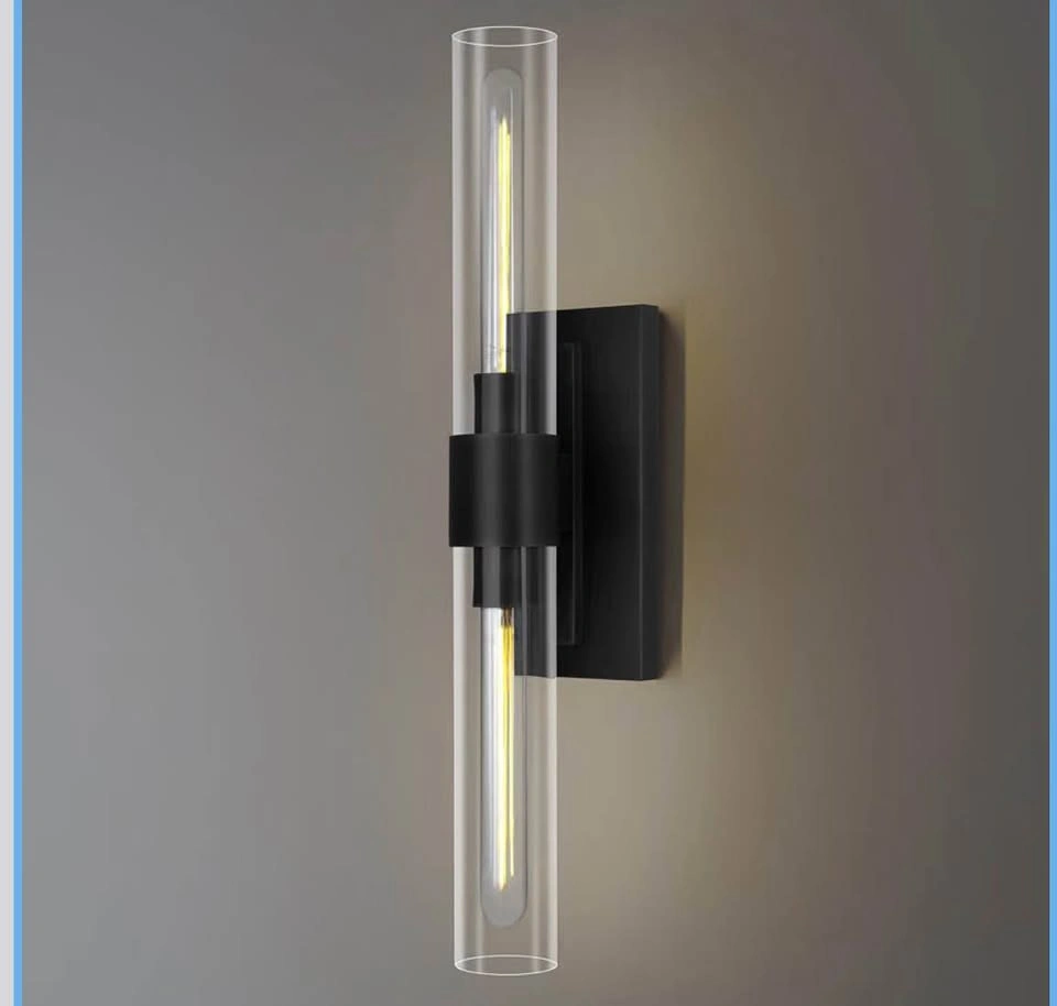 Black Vanity Wall Sconces, 2-Light Glass Tube Wall Sconces - photo 5