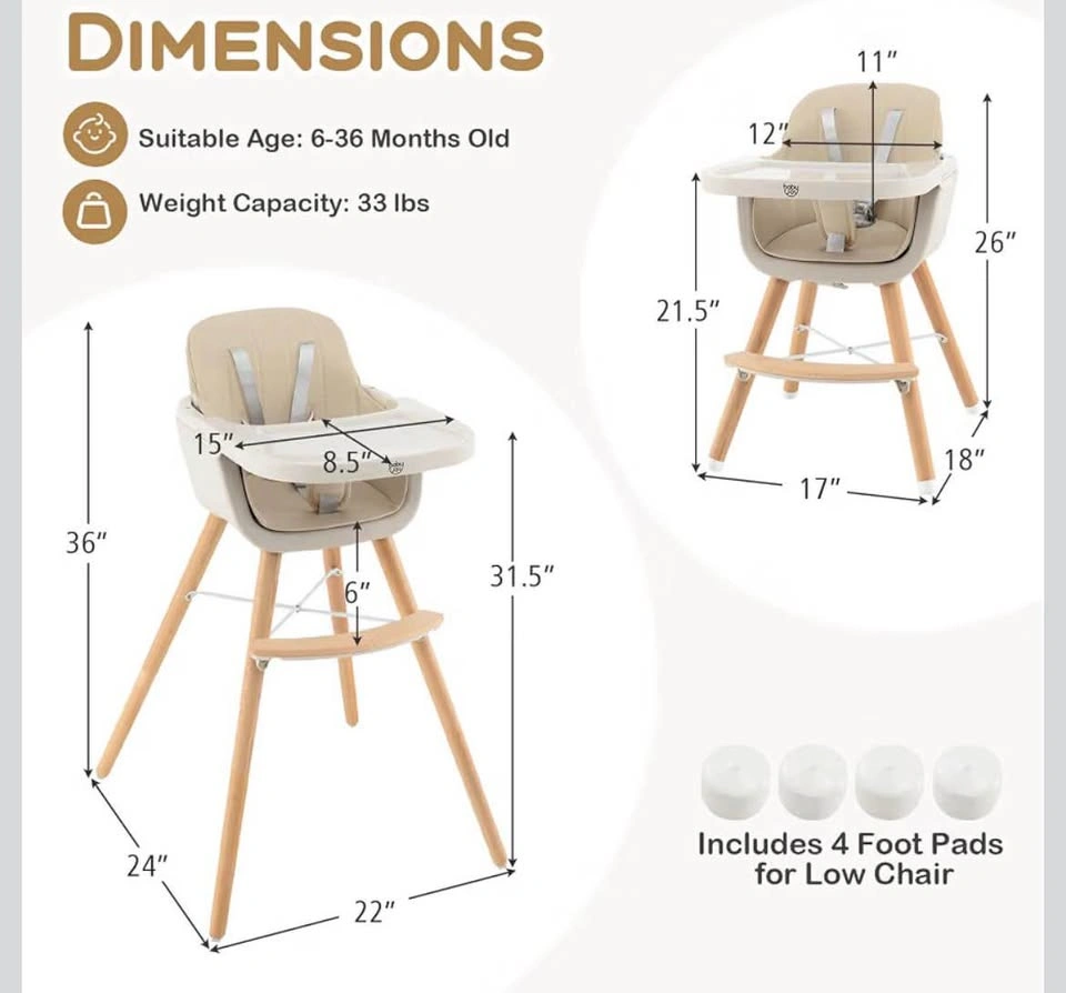 Baby Joy Convertible High Chair Brand new Sealed - photo 3