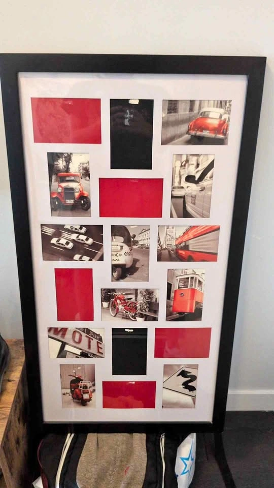 Framed Red Vehicle Photo Collage