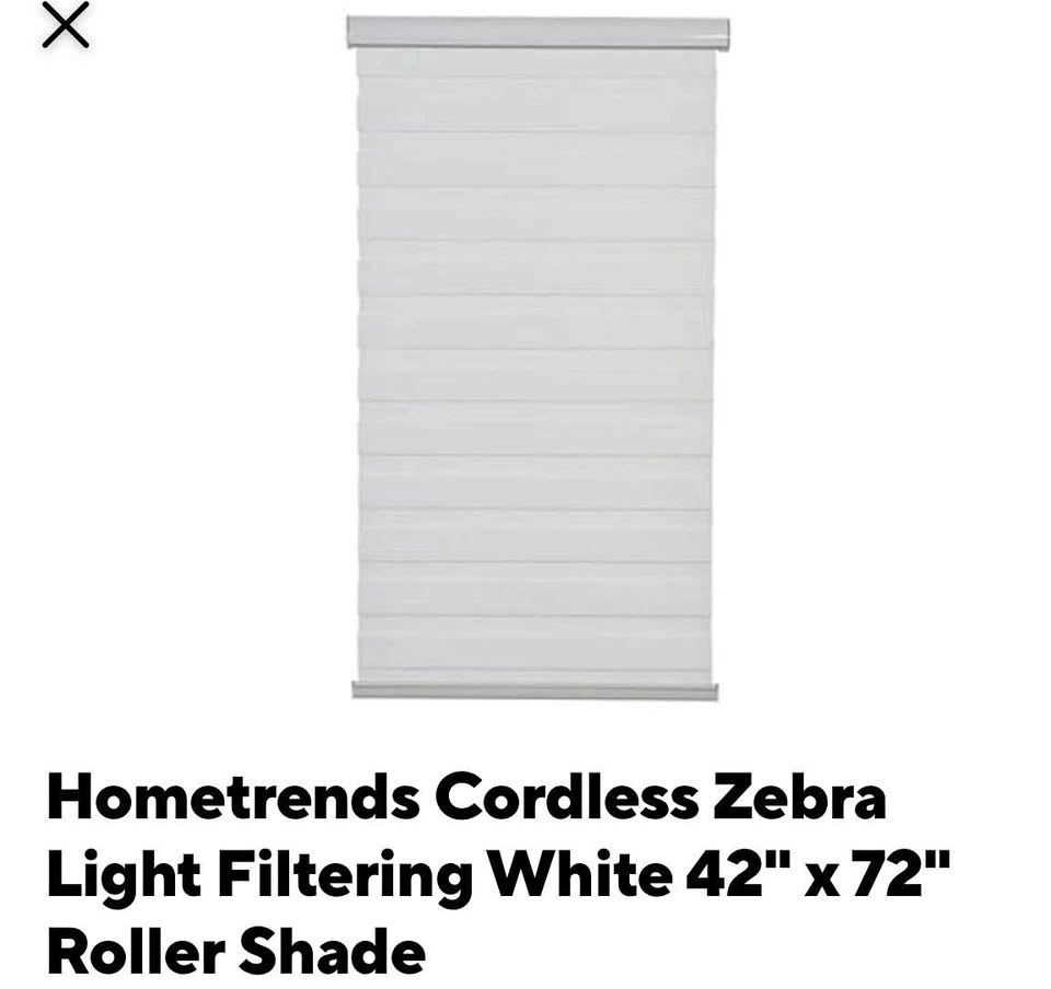 Hometrends Cordless Zebra Light Filtering White 42" x 72" Shade