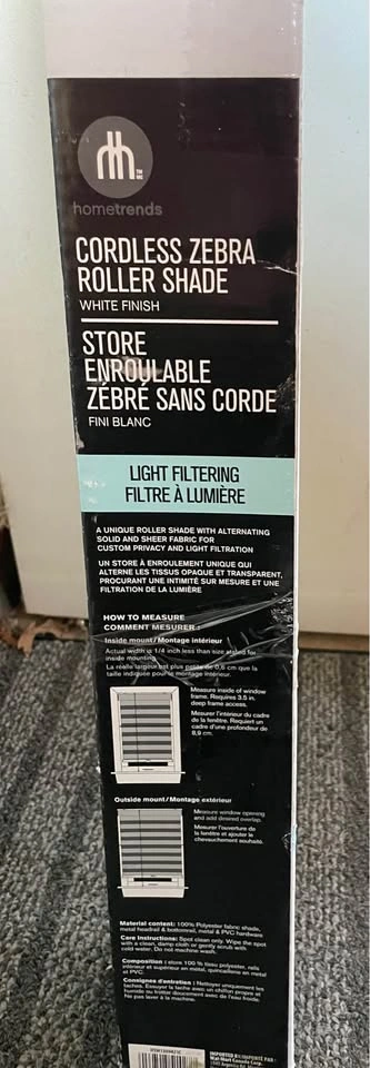 Hometrends Cordless Zebra Light Filtering White 42" x 72" Shade - photo 5