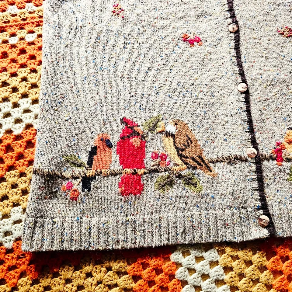 XXL Vintage 90s Bird Knit Womens Autumn Fall Vest - photo 3