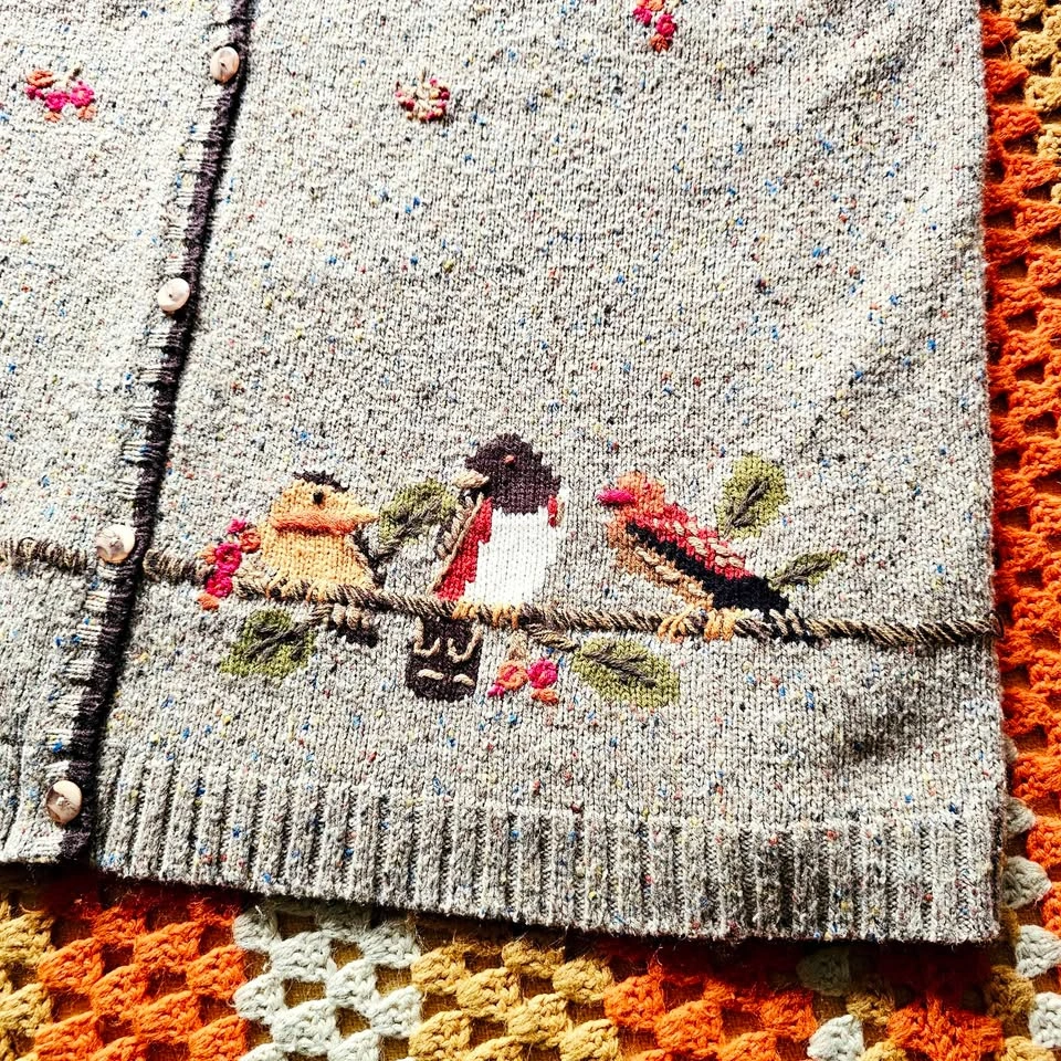 XXL Vintage 90s Bird Knit Womens Autumn Fall Vest - photo 4