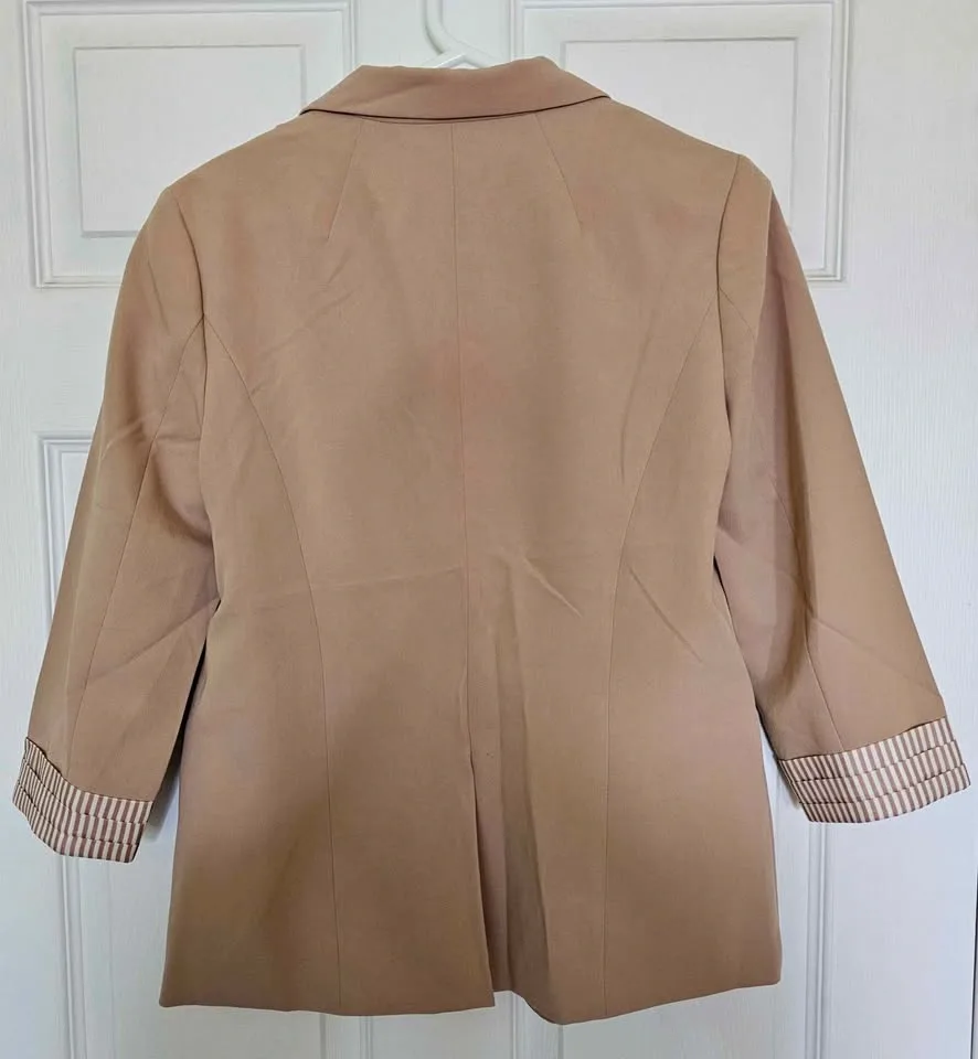 Brand New Forever 21 XXI Tan Beige Striped Lining Blazer - Size - photo 2