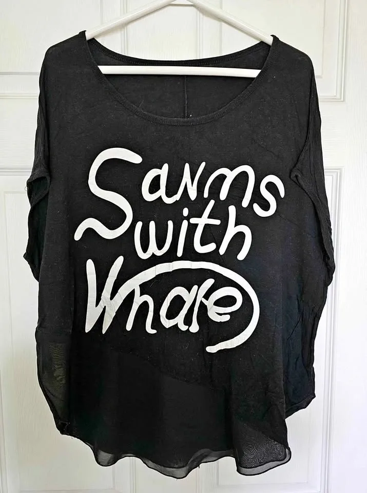Women's Black Short Sleeve Graphic Top - Size M