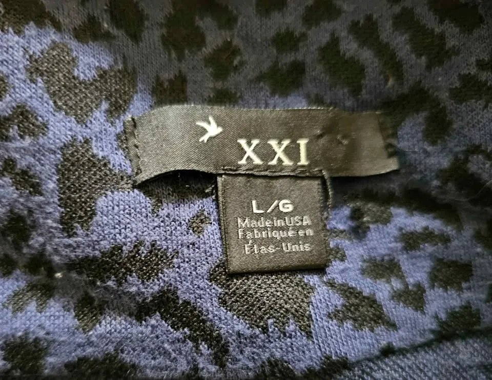 Forever 21 XXI Blue Animal Leopard Print Drape Cardigan - L - photo 2