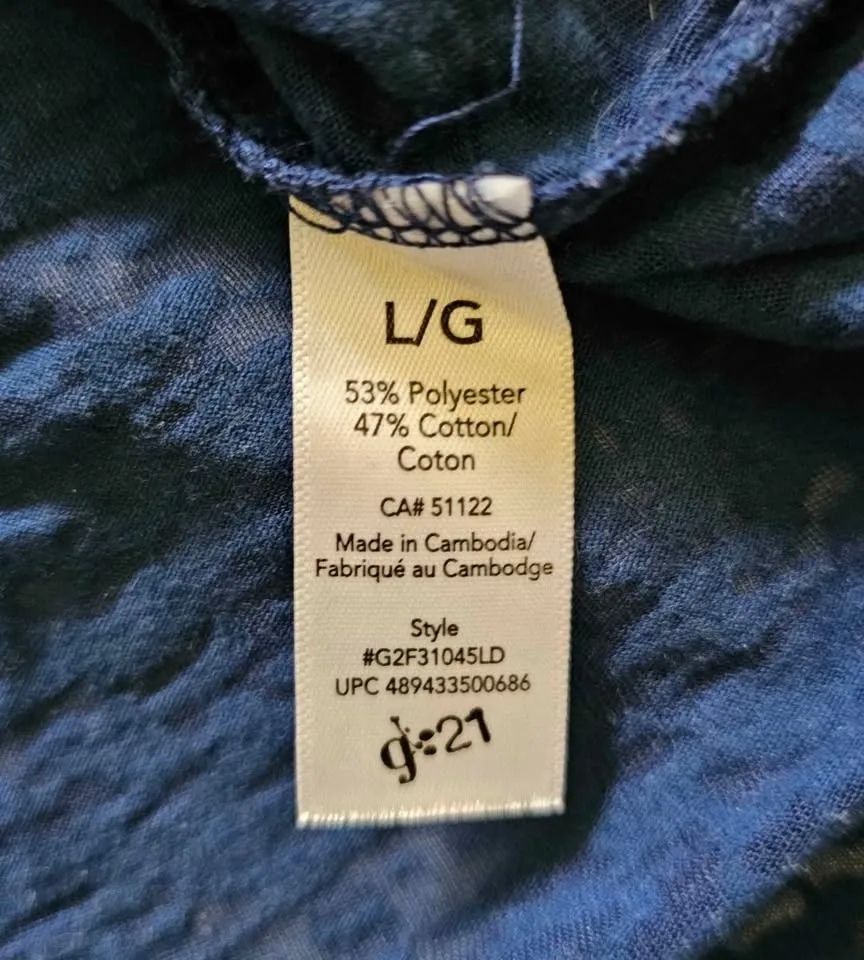 George g21 Women's Navy Blue V-Neck Burnout T-Shirt - Size L - photo 3