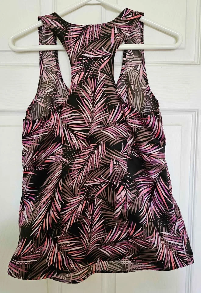 GAP Women's Pink Tropical Palm Leaf Racerback Tank Top - S - photo 2