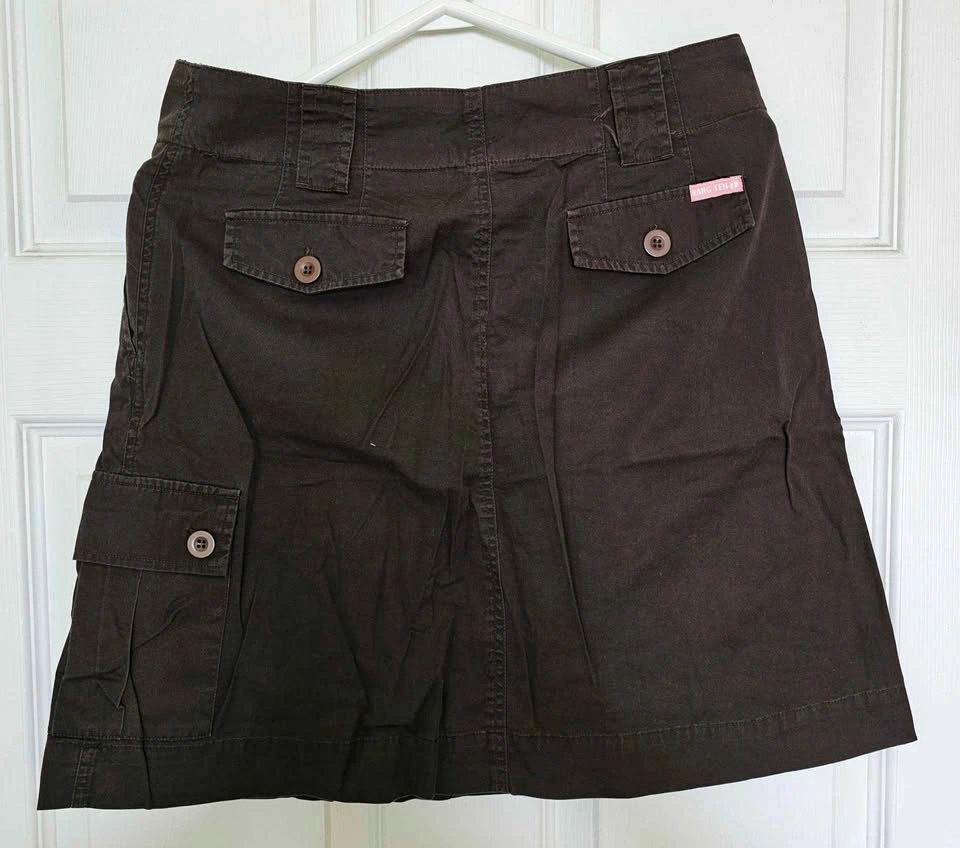 HANG TEN Women's Dark Brown Cotton Utility Cargo Mini Skirt - photo 2