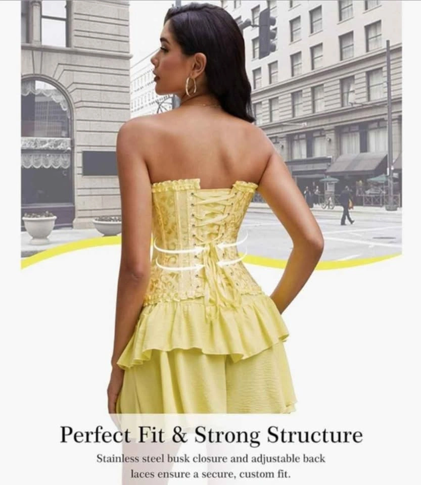 🏈New yellow brocade corset top for women - photo 4
