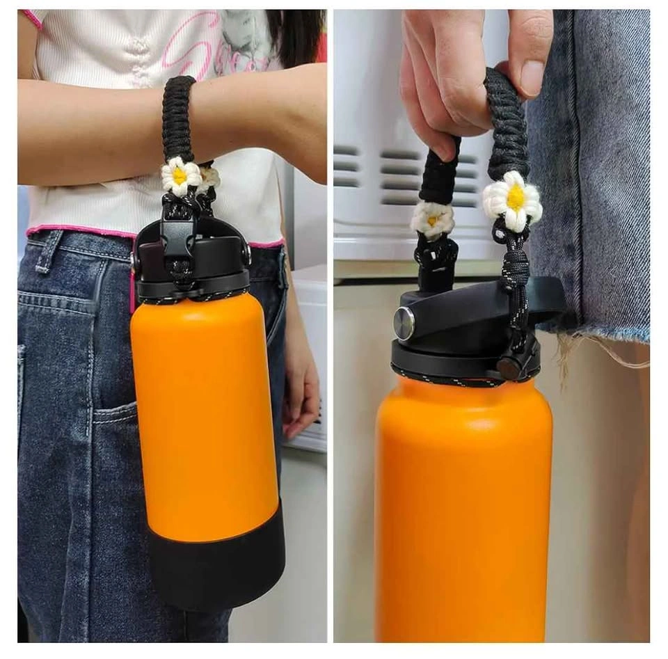 🏈New Daisy Macrame Handle and Silicone Case for Hydro Flask - photo 2