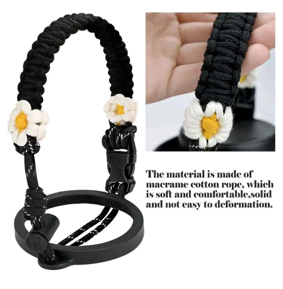 🏈New Daisy Macrame Handle and Silicone Case for Hydro Flask - photo 3