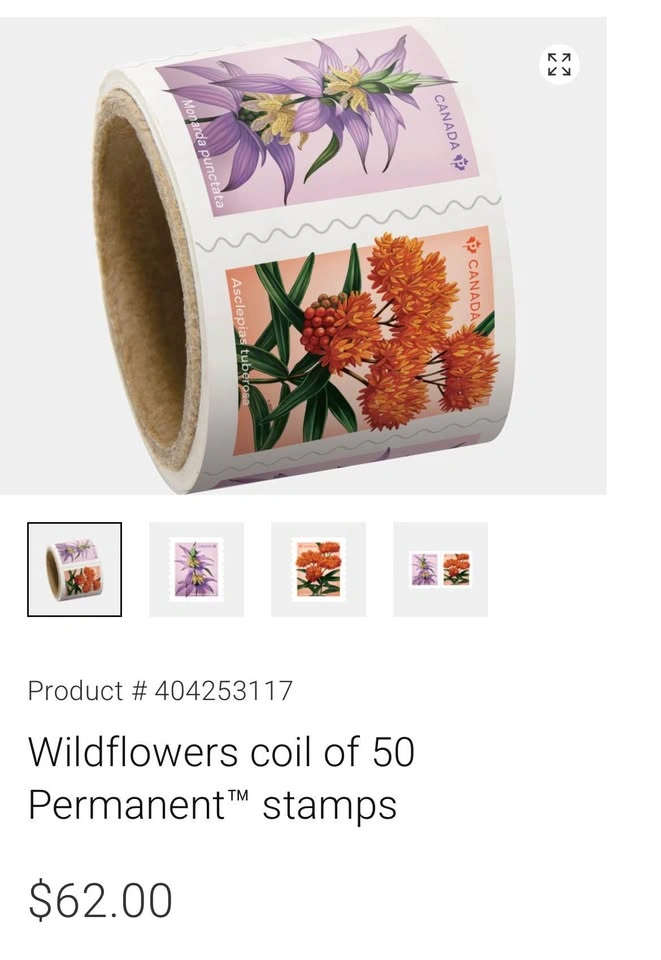Canada Post Wildflowers Coil of 50 Permanent Stamps - photo 2
