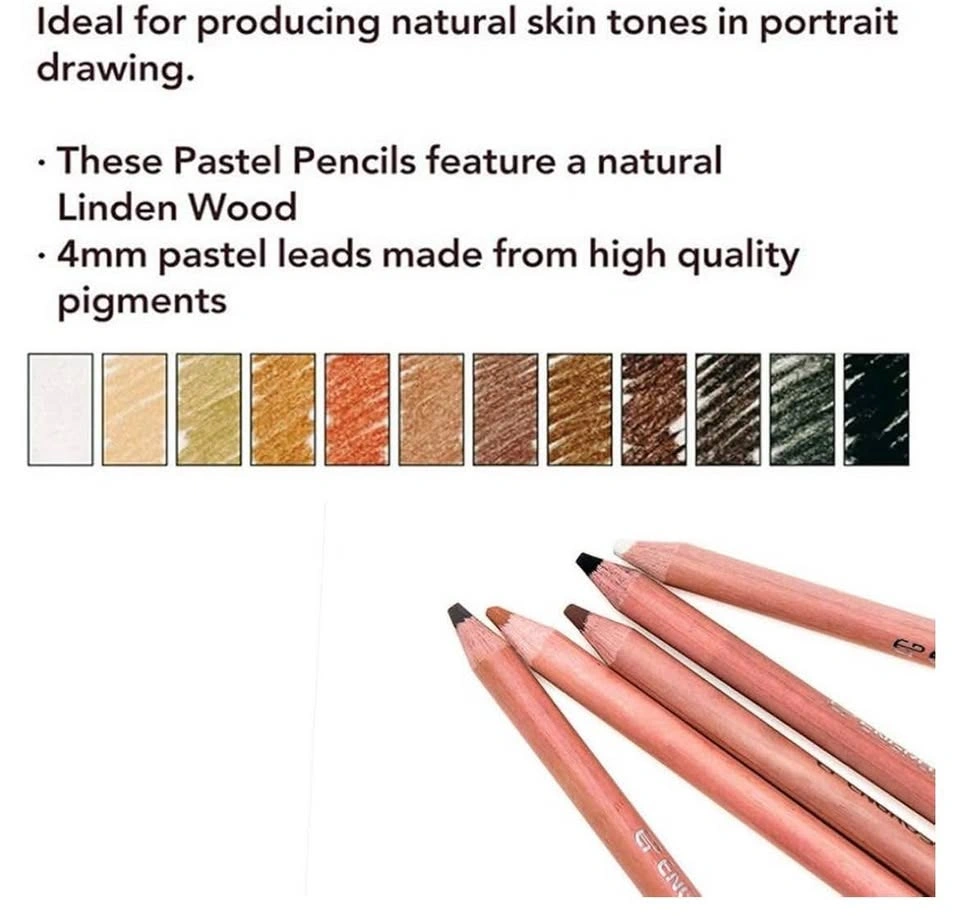 12 Professional Skin Tone Soft Pastel Pencils - photo 3