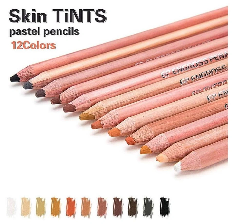 12 Professional Skin Tone Soft Pastel Pencils - photo 5