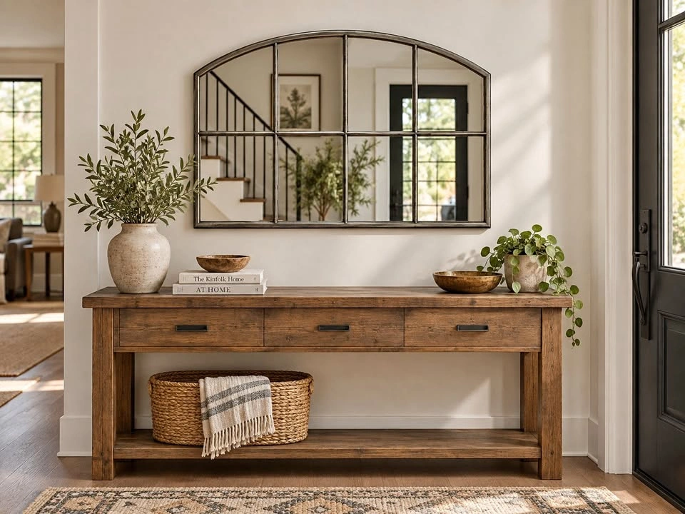 Arched Windowpane Mirror, Aged Pewter Frame - 41.5" x 27.5"