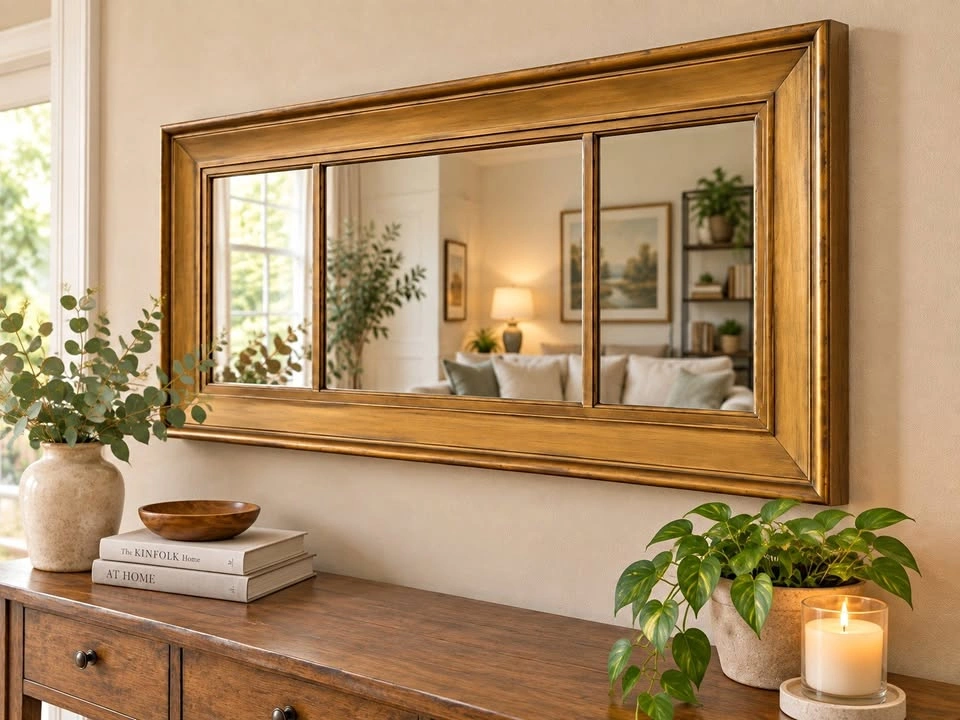 Vintage Gold 3-Panel Wall Mirror - 48.5" x 24"