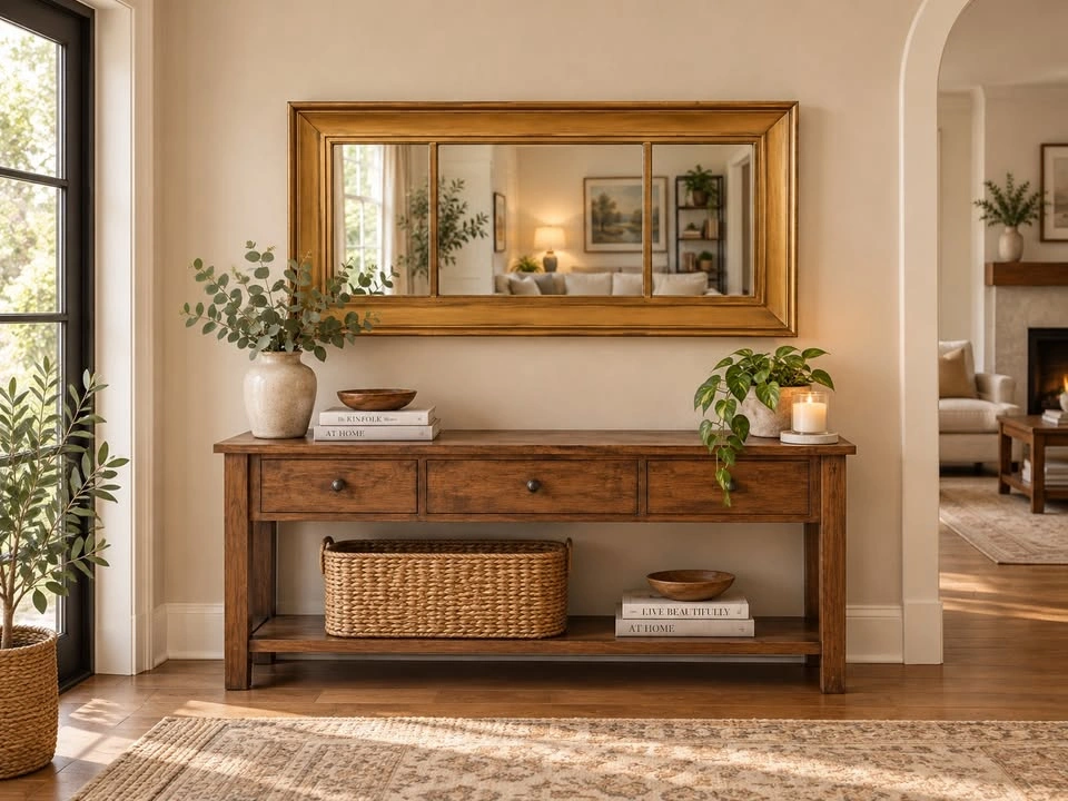 Vintage Gold 3-Panel Wall Mirror - 48.5" x 24" - photo 2