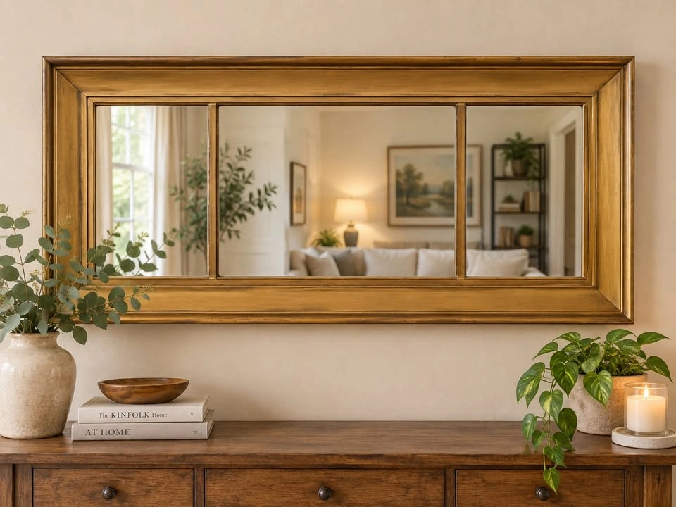 Vintage Gold 3-Panel Wall Mirror - 48.5" x 24" - photo 3