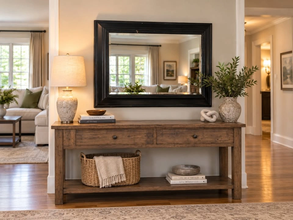 Large Black Framed Beveled Mirror - 46" x 33" - photo 3