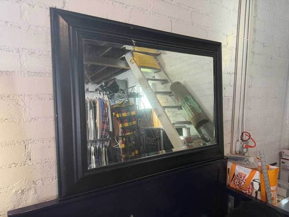 Large Black Framed Beveled Mirror - 46" x 33" - photo 4